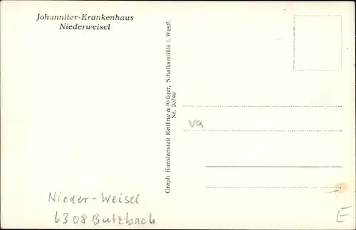 Ak Nieder Weisel Butzbach Hessen, Koraturkirche