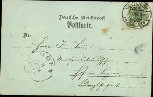 Mondschein Litho Zwickau in Sachsen, Römerplatz, Albertplatz, Mulde von der Paradiesbrücke, Kirche