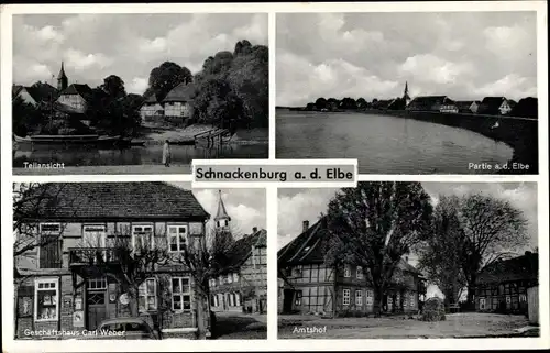 Ak Schnackenburg Elbe, Amtshof, Geschäftshaus
