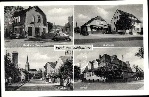 Ak Suhlendorf in der Lüneburger Heide, Kaufhaus Trojan, Sparkasse, Dorfstraße
