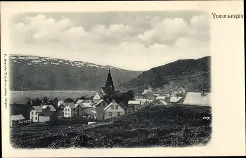 Ak Vossevangen Norwegen, Ort, Kirche, Panorama