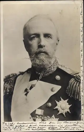 Ak König Oskar II. von Schweden und Norwegen, Portrait, Orden
