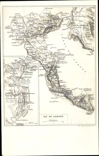 Landkarten Ak Korfu Griechenland, Ile de Corfou