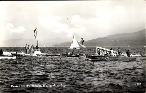 Ak Velden am Wörthersee in Kärnten, Wasserskispringen