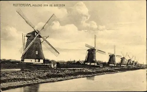 Ak Rotterdam Südholland Niederlande, Molens aan de Boezeen, Windmühlen