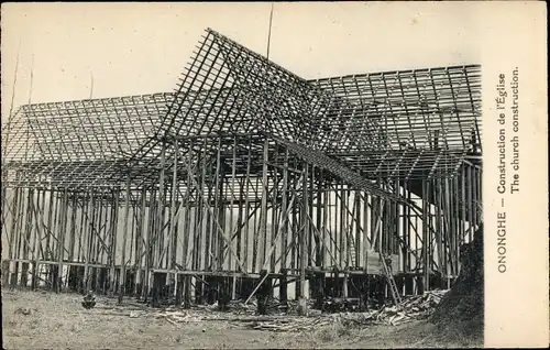 Ak Ononghe Papua Neuguinea, Construction de l'Eglise, Baustelle, Kirche, Missionnaires Sacre Coeur