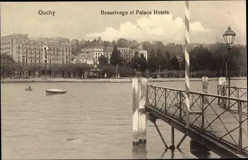 Ak Ouchy Lausanne Kanton Waadt, Beaurivage et Palace Hotels