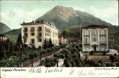 Ak Paradiso Lugano Kanton Tessin, Hotel und Pension Meister