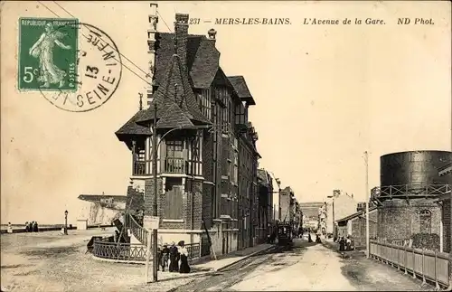 Ak Mers les Bains Somme, Avenue de la Gare