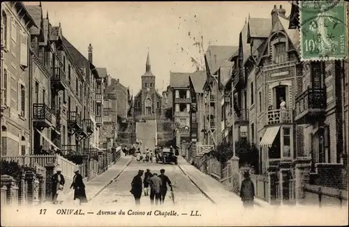 Ak Onival Woignarue Somme, Avenue du Casino et Chapelle
