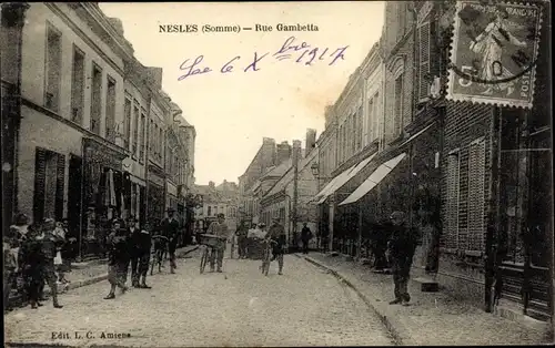 Ak Nesles Somme, Rue Gambetta
