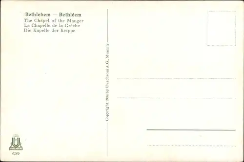 Ak Bethlehem Palästina, Die Kapelle der Krippe, Innenansicht