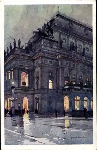 Künstler Ak Setelik, Praha Prag, Narodni Divadlo, Stadttheater