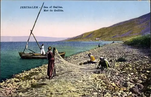 Ak Israel, Sea of Galilee, See Genezareth, Fischerboot