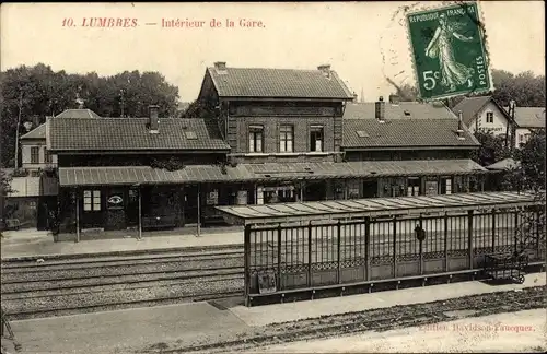 Ak Lumbres Pas de Calais, Bahnhof, Gleisseite