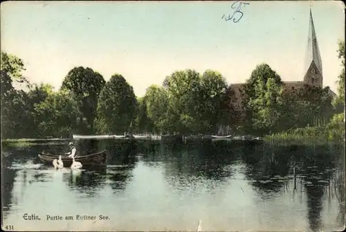 Ak Eutin in Ostholstein, Bootsfahrt am Eutiner See, Schwäne