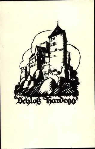 Scherenschnitt Ak Schwindt, A.M., Hardegg in Niederösterreich, Schloss Hardegg