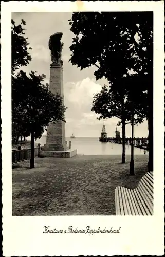 Ak Konstanz am Bodensee, Zeppelindenkmal