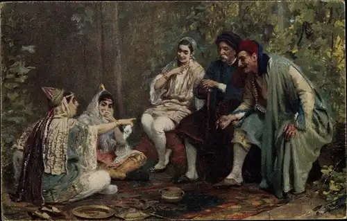 Judaika Ak Jüdische Männer und Frauen in Volkstrachten an einem Festtag