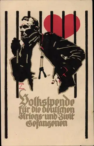 Künstler Ak Volksspende für die deutschen Kriegs- und Zivilgefangenen 1916, I. WK