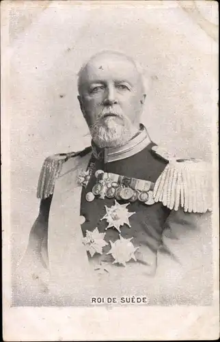 Ak Oskar II, König von Schweden, Portrait, Orden, Uniform