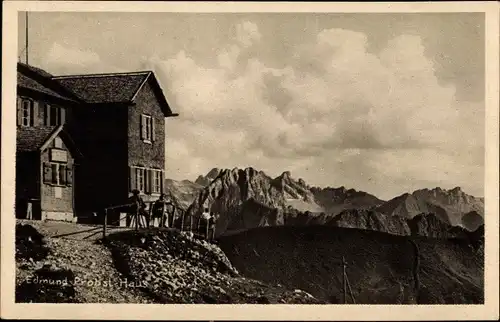 Ak Edmund Probst Haus, Allgäuer Alpen, Besucher, Fernblick