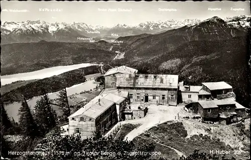 Ak Herzogstandhaus, Tiroler Berge und Zugspitzgruppe