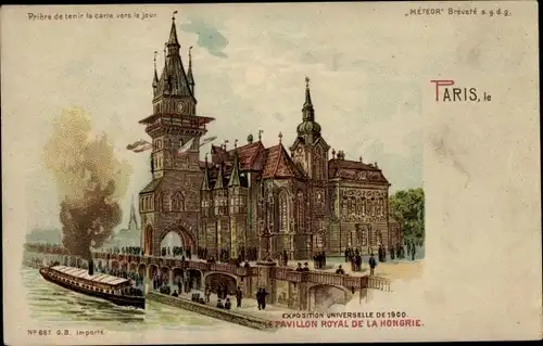 Halt gegen das Licht Litho Paris, Exposition Universelle 1900, Pavillon Royal de la Hongrie