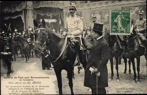 Ak Epreuve de Fond pour Reconnaissances, Lieutenant Roman du 2e Hussards, Hugues Le Roux