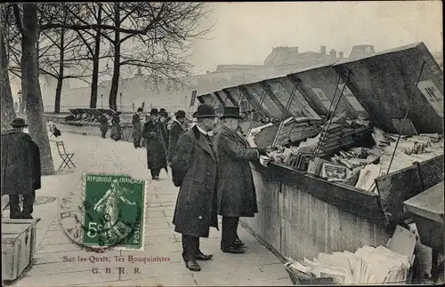 Ak Paris, Sur les Quais, les Bouquinistes, Buchhändler am Seineufer