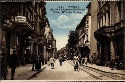 Ak Worms Rheinland Pfalz, Rue de l'Empereur Guillaume, Kaiser Wilhelm Straße, Zahn Atelier Wagner 