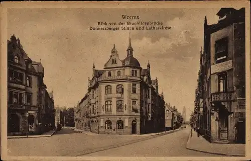 Ak Worms am Rhein, Brunhildenbrücke, Donnersberger Straße, Lutherkirche