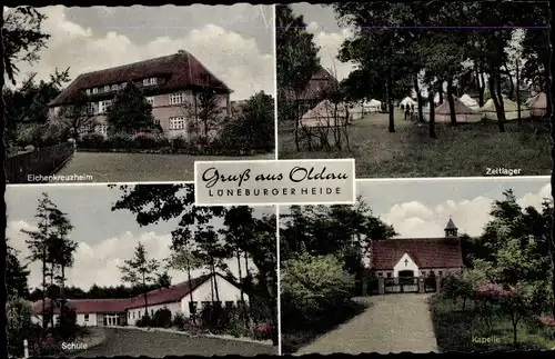 Ak Oldau Hambühren in Niedersachsen, Eichenkreuzheim, Zeltlager, Schule, Kapelle