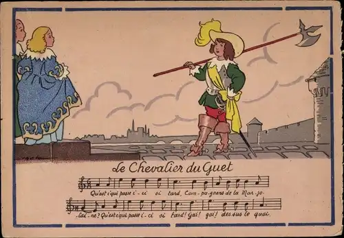Lied Künstler Ak Jack, Le Chevalier du Guet, Französischer Ritter, Frauen, Lanze