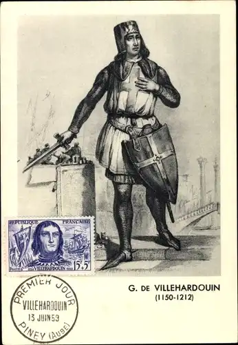 Ak Gottfried von Villehardouin, Französischer Ritter und Chronist