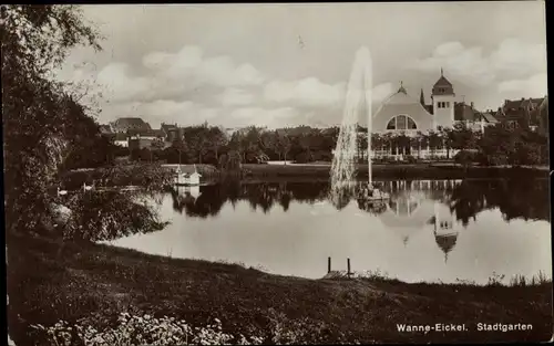 Ak Wanne Eickel Herne im Ruhrgebiet, Stadtgarten, Fontaine