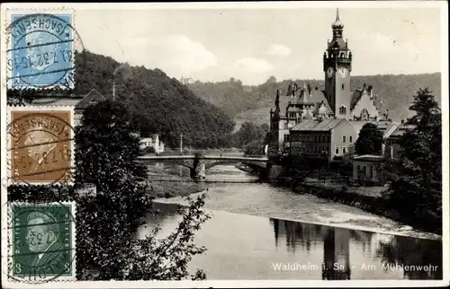 Ak Waldheim in Sachsen, Am Mühlenwehr