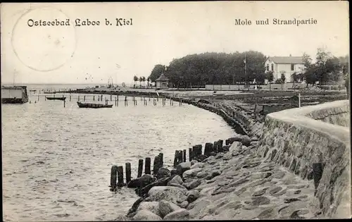 Ak Ostseebad Laboe, Mole, Strandpartie