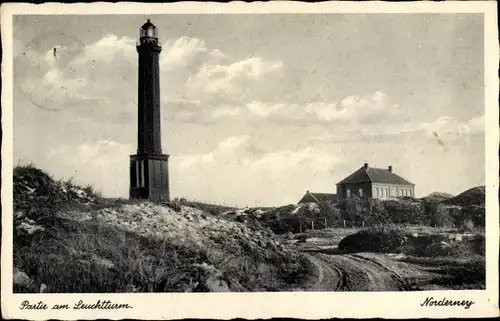 Ak Norderney in Ostfriesland, Am Leuchtturm