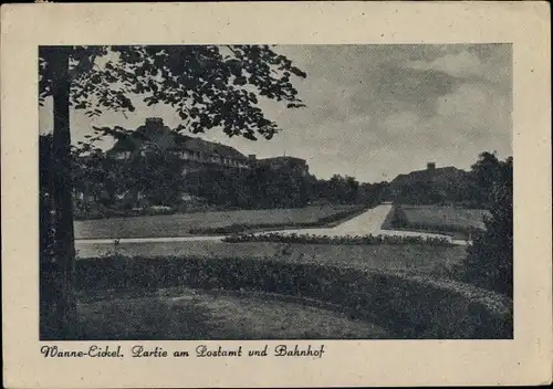 Ak Wanne Eickel Herne im Ruhrgebiet, Postamt, Bahnhof