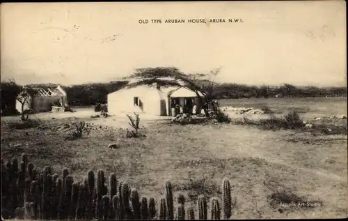 Ak Aruba Niederländische Antillen NWI, Old Type Aruban House