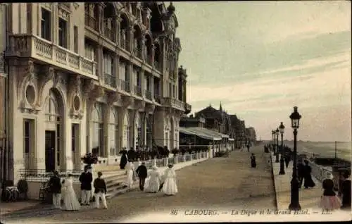 Ak Cabourg Calvados, La Digue, Le Grand Hotel