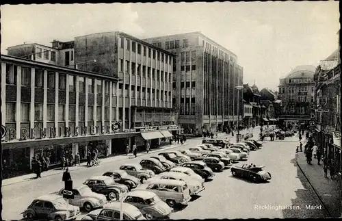 Ak Recklinghausen im Ruhrgebiet, Markt, Parkplatz
