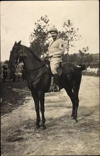 Foto Ak Französischer Soldat zu Pferd, 1.WK, Dritte Republik