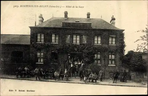 Ak Montérolier Buchy Seine Maritime, Hotel de la Gare