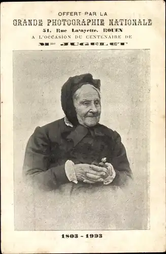 Ak Madame Jugelet, 100-jährige Frau in Tracht