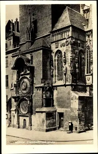 Ak Prag Praha, Staromestsky Orloj, Astronomische Uhr in der Altstadt