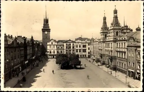 Ak Pardubice Pardubitz Stadt, Markt, Namesti, Rathaus, Turmuhr