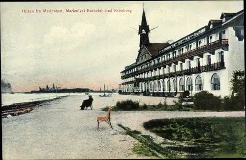 Ak Helsingør Helsingor Dänemark, Marienlyst Kurhotel med Kronborg