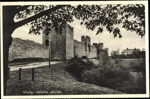 Ak Visby Wisby Schweden, Södra Muren, südliche Stadtmauer